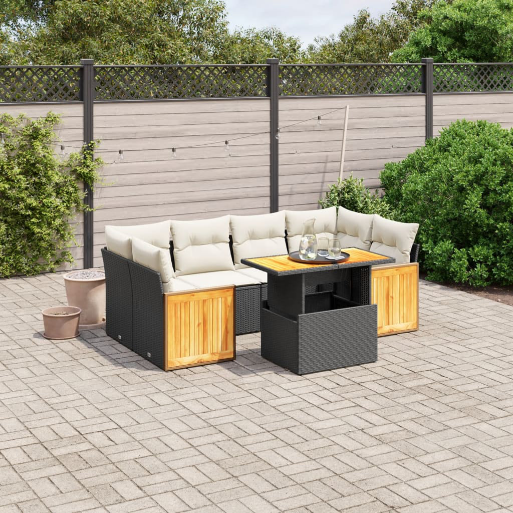 Vidaxl 7-Tlg. Garten-Sofagarnitur aus Polyrattan mit Kissen