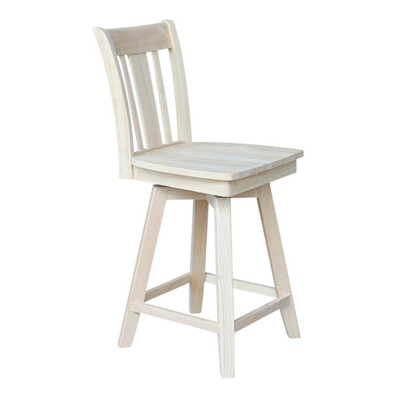 Derene Swivel Solid Wood Counter Stool, Counter Stool (24" Seat Height)