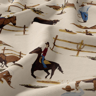 Abat-jour empire en microfibre brossé H 7 po x l 10 po Wild West Cowboy (Uno) en brun / gris