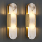 20" Dimmable Wall Mounted Sconce with Alabaster Shade (Set of 2)