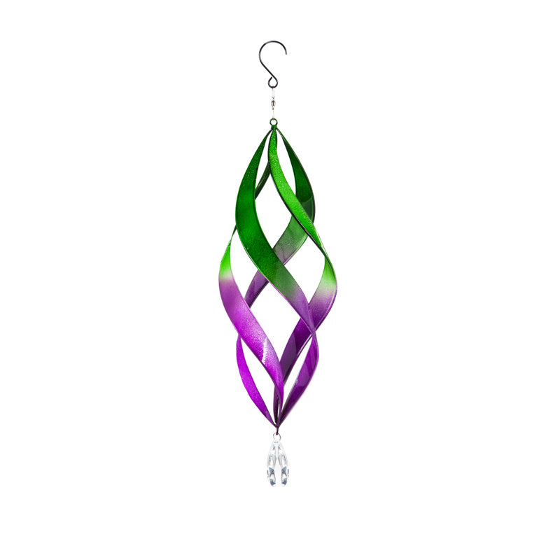 Weather Resistant Abstract Rotator, Green/Purple, 22" H x 6.1" W x 6.1" D