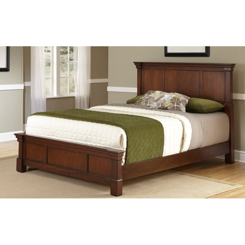 Solid Wood Standard Bed, Rustic Cherry, King