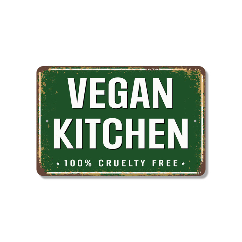 Enseigne en plastique Vegan Kitchen Street 8 po x 12 po