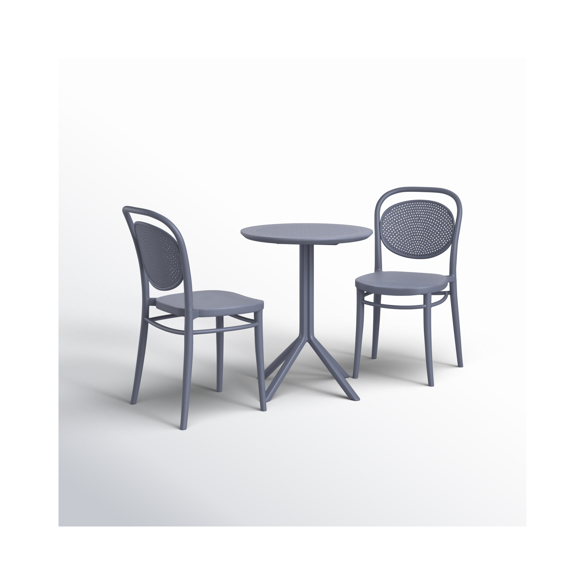 Farrah Round 2 - Person 24" Long Bistro Set, Dark Gray
