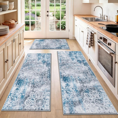 Tapis de cuisine antidérapant lavable et rétro Boho (ensemble de 3)