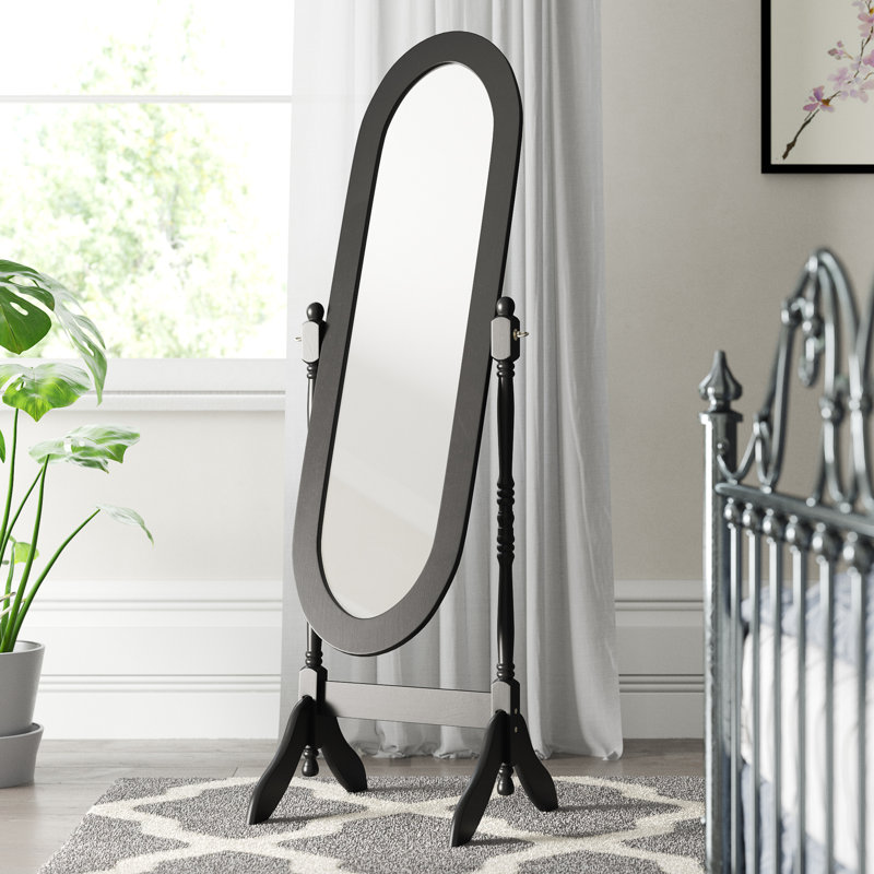 Beecroft Solid And Engineered Wood Oval Mirror, Black
