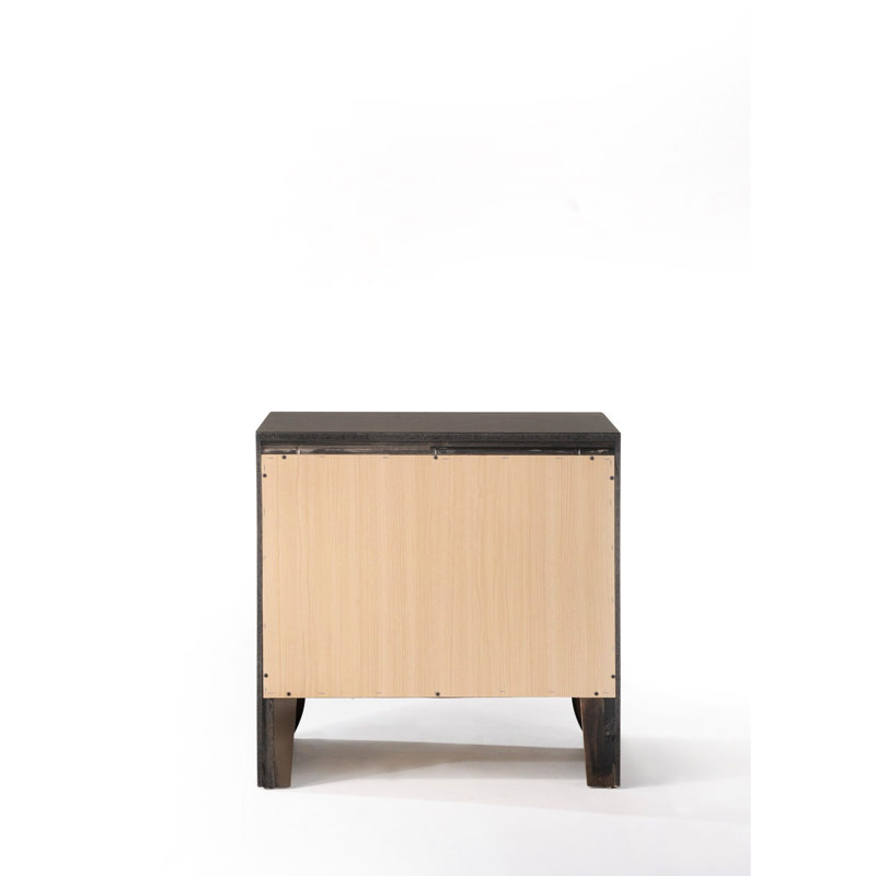Table de chevet en chêne gris avec tiroirs et plateau pratique, Gris