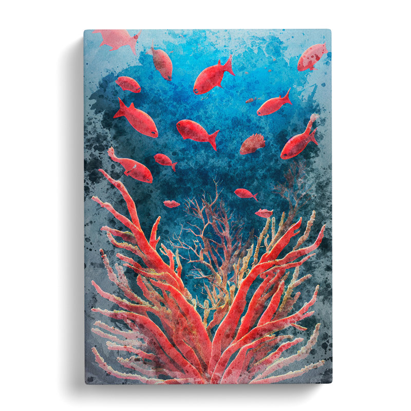 XC1022-2074X Fish By The Coral Reef - Wrapped Canvas Print, 60cm H x 40cm W x 3cm D