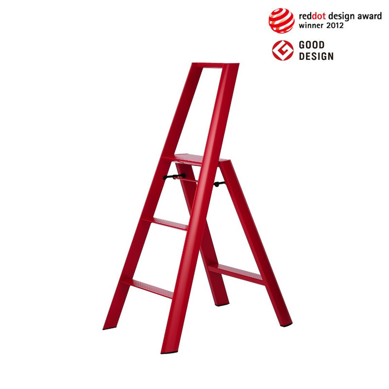 Marchepied léger escamotable en aluminium à 3 marches, Rouge