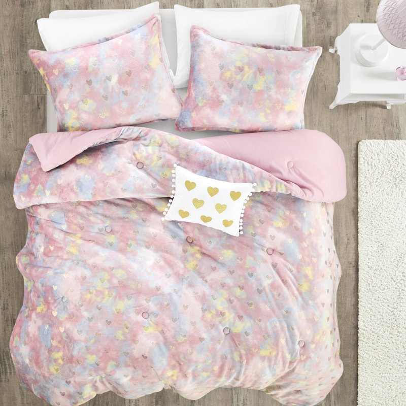 Literie imprimée métallique simple / simple TG avec coussin - textile ultra doux et résistant à l'édredon