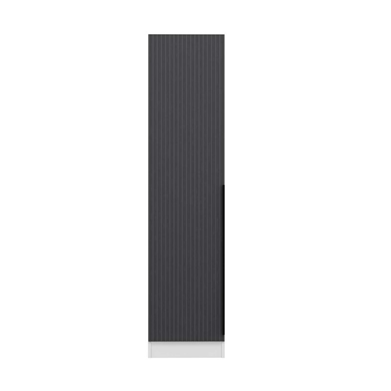 Armoire moderne Wesa avec de nombreuses tablettes, anthracite et blanc, 17,7 x 82,7 x 20,5 pouces | Panneau de particules 100% enduit de mélamine, fixation murale avec housse | Solution de rangement élégante pour toute chambre à coucher