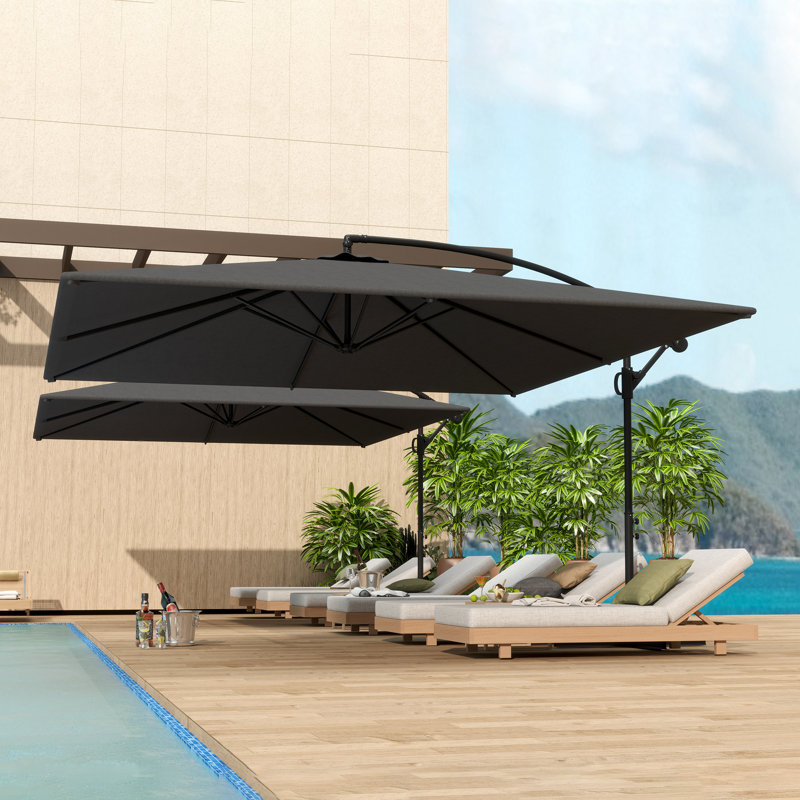 Parasol rectangulaire en porte-à-faux, avec protection UV UPF50 +, gris