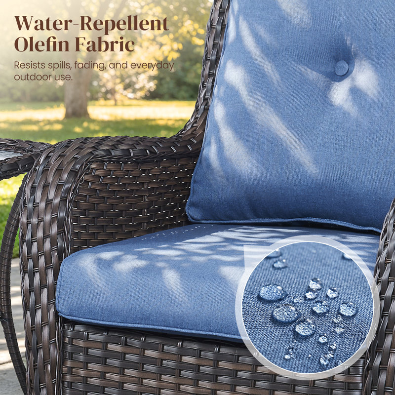 Ensemble de mobilier de jardin de luxe - 2 pièces : canapé extérieur en résine tressée résistante aux intempéries et fauteuils pivotants à dossier haut pour terrasse, jardin et piscine. Housse imperméable offerte.