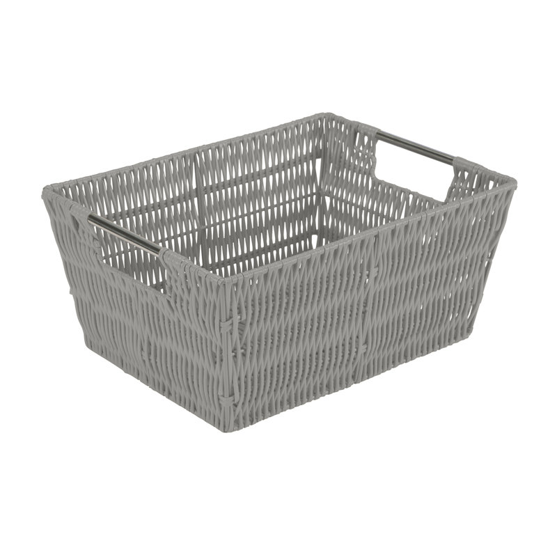 Coastal Charm Rattan Storage Tote Set with Stainless Steel Handles