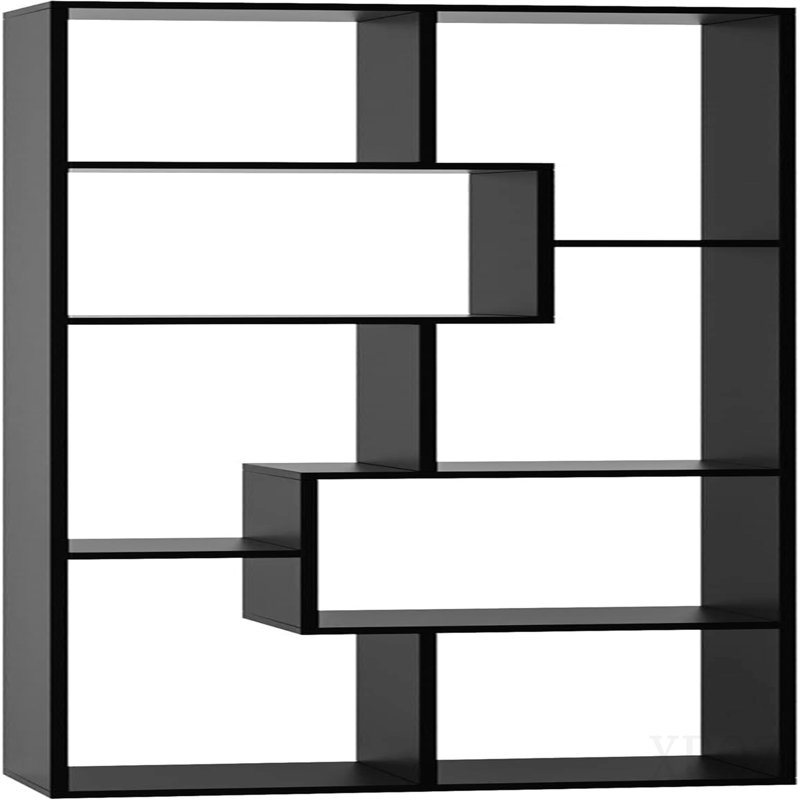 Asymmetrical Display Shelf & Bookcase, 5-Tier, Black
