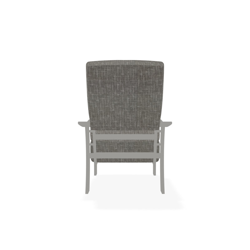 St. Catherine Marine Grade Polymer Deep Seating Cushion Arm Chair, Snow, Hither Pewter