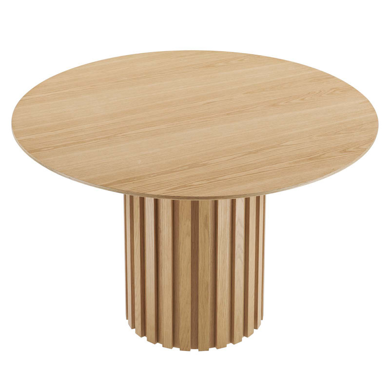 Senja 47" Oak Wood Round Mid-Century Modern Dining Table