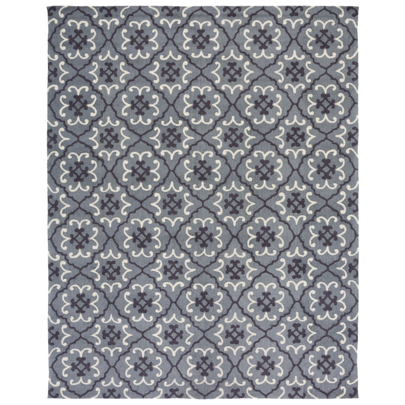 Hand Hooked Performance Geometric Rug, Rectangle 8' x 10'