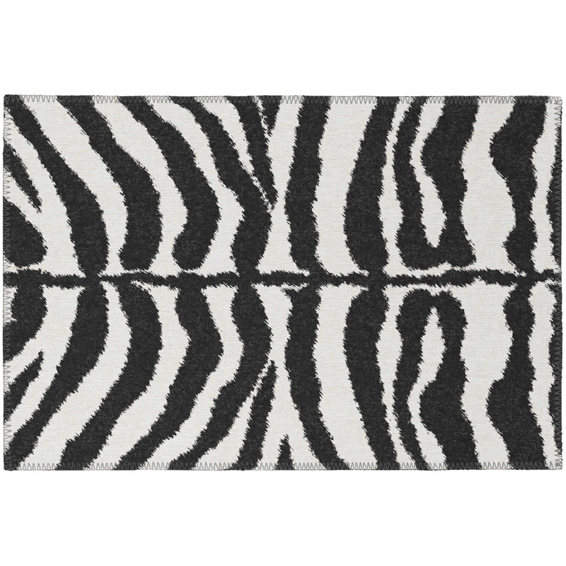 Tapis noir tissé à la machine Reme, Rectangulaire 3 pi x 5 pi
