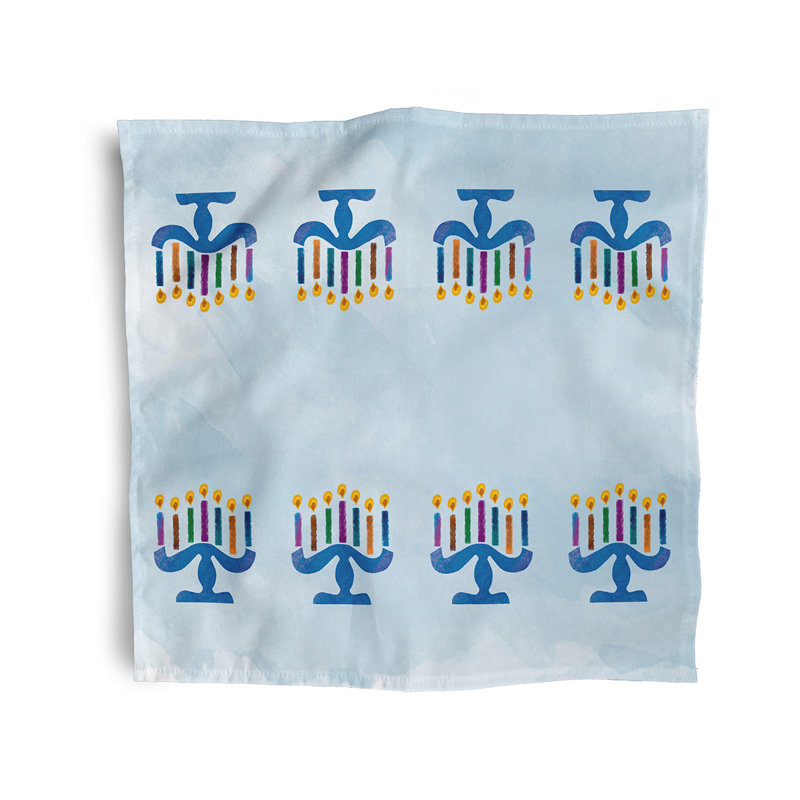 Chuang Painted Menorah Napkins, Blue