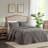 3 Piece Split Corner Pleated Quilted Bedspread Dark Grey King-117515535-117515538