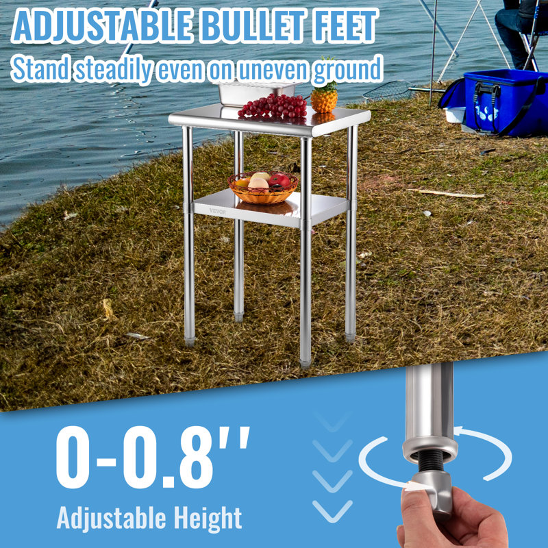 VEVOR 36" Stainless Steel Prep Table with Adjustable Undershelf