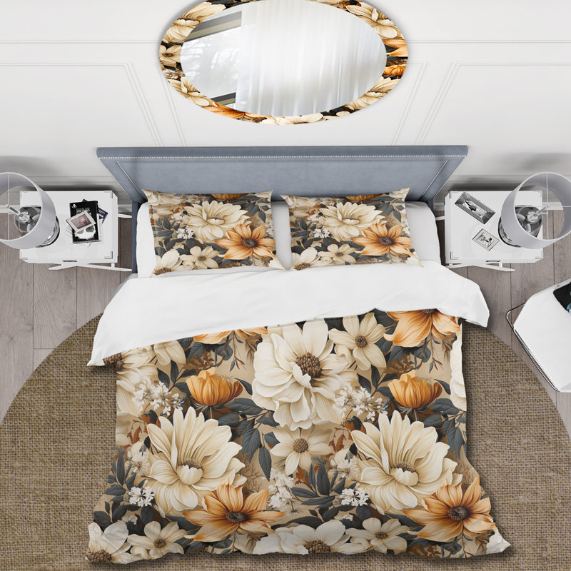 Motif bohème Earthy Elegance - ensemble de housse de couette floral - microfibre de polyester