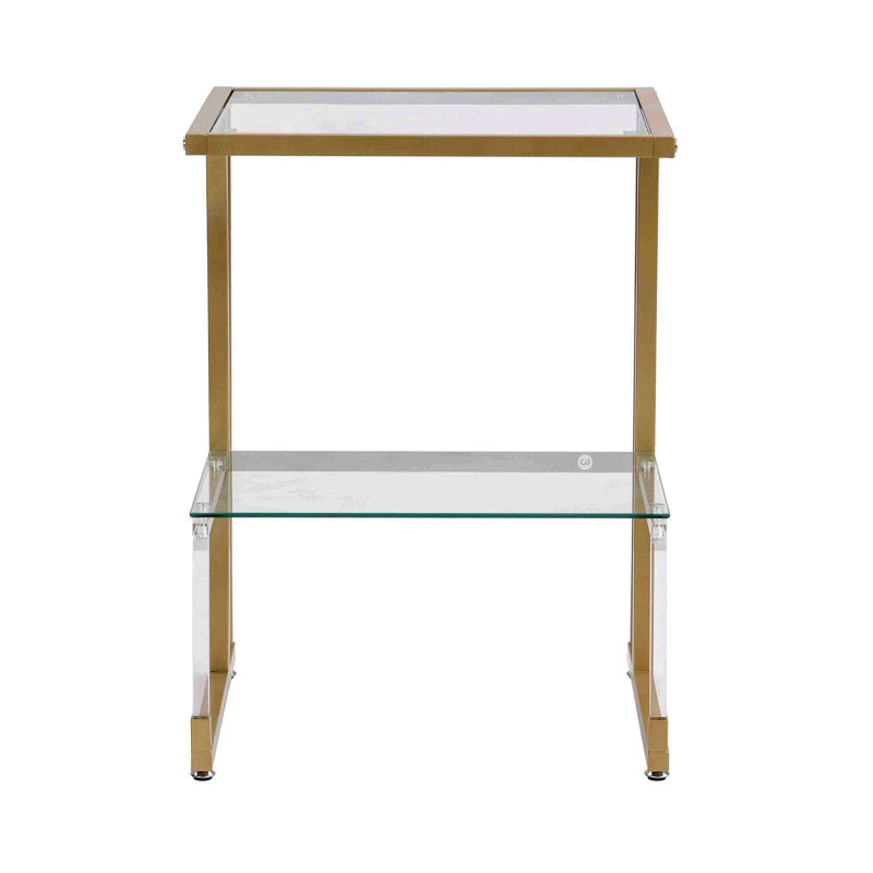 Kazbek 17.72'' Glass Top Console Table, Gold
