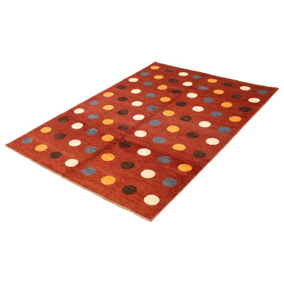 Tapis unique en laine noué à la main 6 pi 9 po x 9 pi 10 po nouvel âge en cuivre foncé / or clair / ivoire Liadan