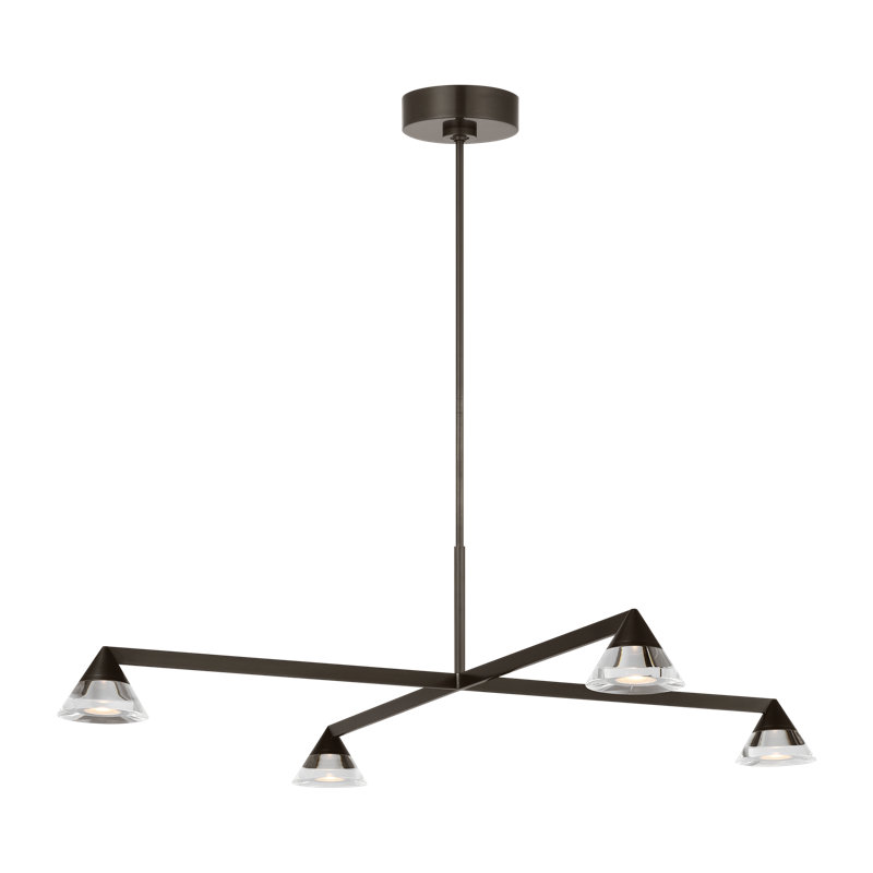Midrand 4 - Light LED Chandelier, Hand-Rubbed Antique Brass, 9.1" H x 37.4" W x 37.4" D