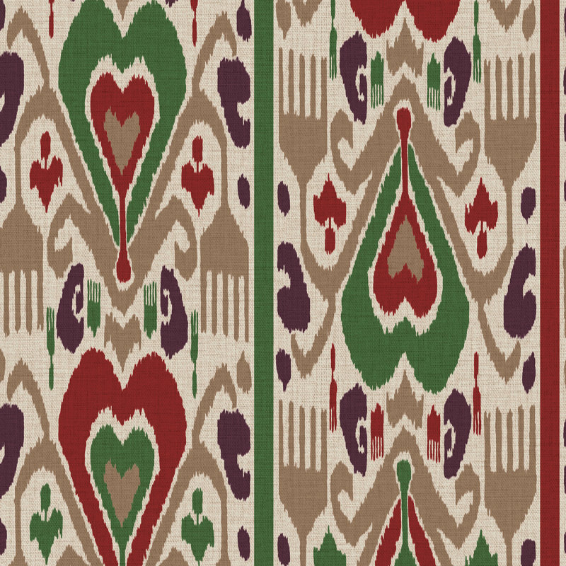 Joules Artisanal Ikat Cream Wallpaper, Red