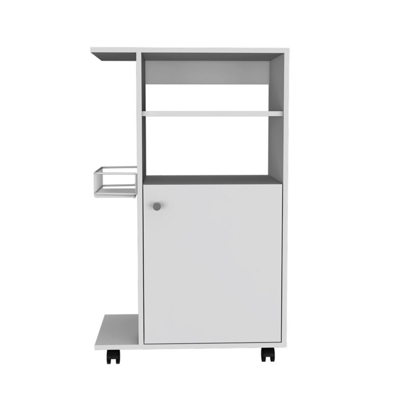 Versatile Kitchen Cart with Storage Cabinet and Mobile Wheels for Efficient Organization, White