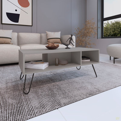 Coffee Table 15.7" H, With 4 Legs And 2 Shelves