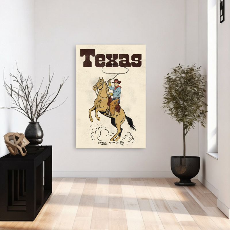 «Retroing Texas Cowboy Classic Retro Traditional Horse», reproduction d'art, 48" H x 32" W