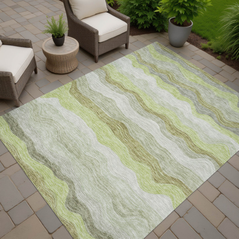 Machine Washable Indoor/Outdoor Lanphear ACN2397 Stripes Rug, Rectangle 2'6" x 3'10"