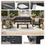 Ensemble de conversation de patio d'extérieur en aluminium 4 pièces avec tables d'appoint pliantes, sièges pour 5 personnes avec canapé 3 places, 2 fauteuils et table basse-1028077120