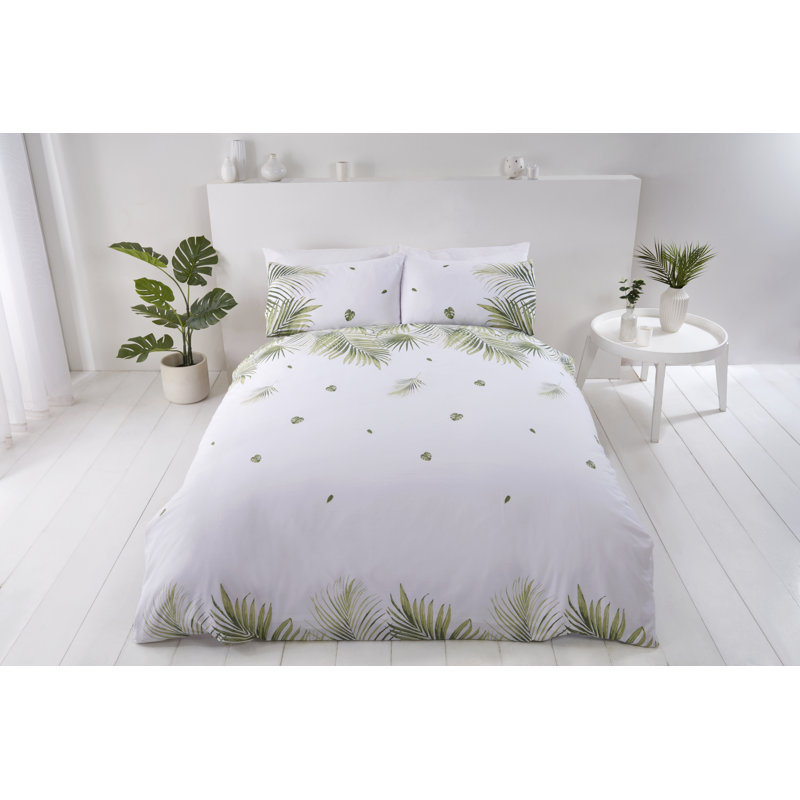 Romy Cotton Blend Duvet Cover with Pillowcases, Green, Single Duvet Cover + 1 Standard Pillowcase
