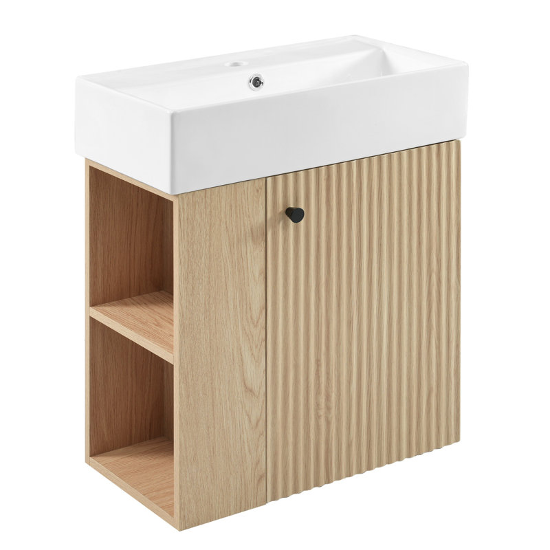 21.6" Floating Bathroom Vanity with Ceramic Basin