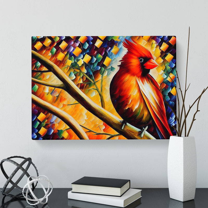 Cardinal Bird Painting Vol.4 - Wrapped Canvas, 50cm H x 76cm W x 3cm D