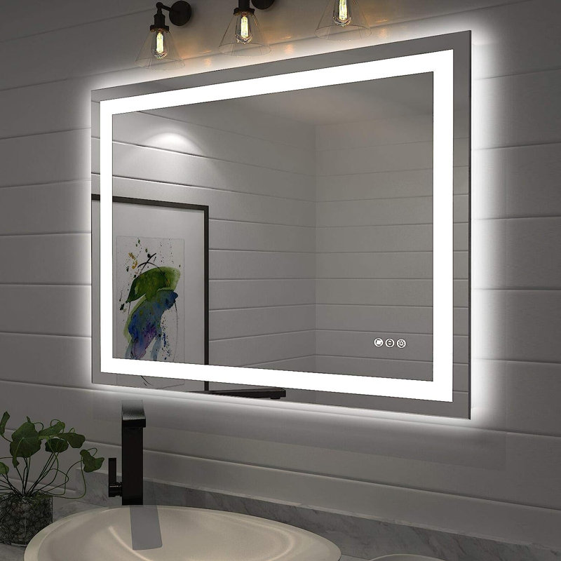 Rectangular LED Vanity Mirror with Touch Dimmer and Fog Free Function