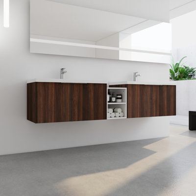 Meuble-lavabo de salle de bain de 84 po avec lavabo, comptoir et espace de rangement