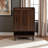 Fallon Brown Finish Gold-Tone Metal Handle 5-Shelf Shoe Cabinet, 44.93" H X 28.69" W X 12.4" D