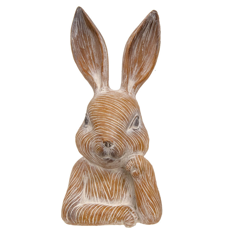 Engraved Terra Cotta Look Thinking Bunny Bust