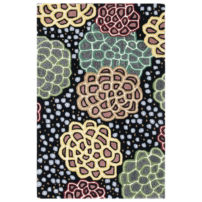 Soho Hand Tufted Wool & Viscose Pile Floral Rug, Rectangle 3'6" x 5'6"