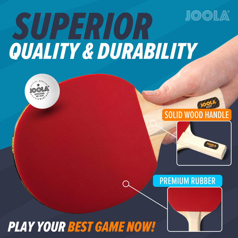 JOOLA All-in-One Indoor Table Tennis Hit Set Ping Pong Paddle and Ping Pong Ball Bundle - Includes 4 Table Tennis Rackets, 8 Balls, Carrying Case