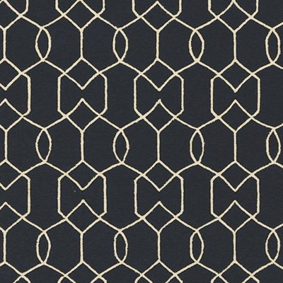 Tapis carré / extérieur carré en polypropylène à motif géométrique bleu marine / beige