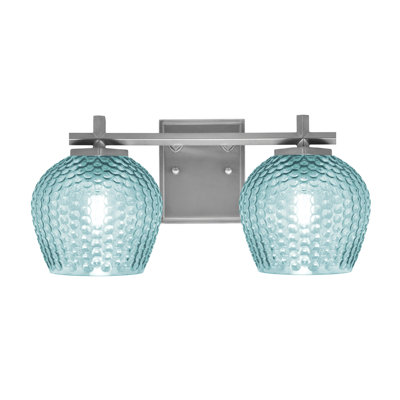 Finola 2 Light Bath Bar Shown With 6" Turquoise Textured Glass