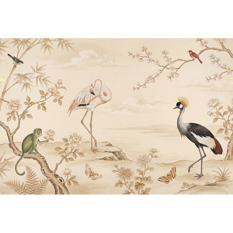 Papier peint mural paysage paysage flamant rose amovible, Non tissé, 200 po x 120 po