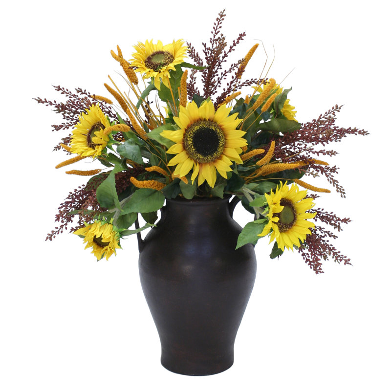 Sunflower and Berry Mixed Centerpiece in Pot