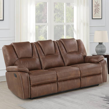 41 Wide Classic Super Soft and Oversize Faux Leather Manual Recliner with Rivet (Set of 2) Red Barrel Studio Upholstery Color: Brown